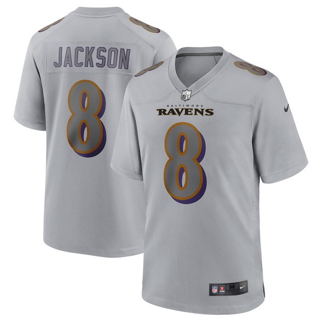 mens nike lamar jackson gray baltimore ravens atmosphere fashion game jersey